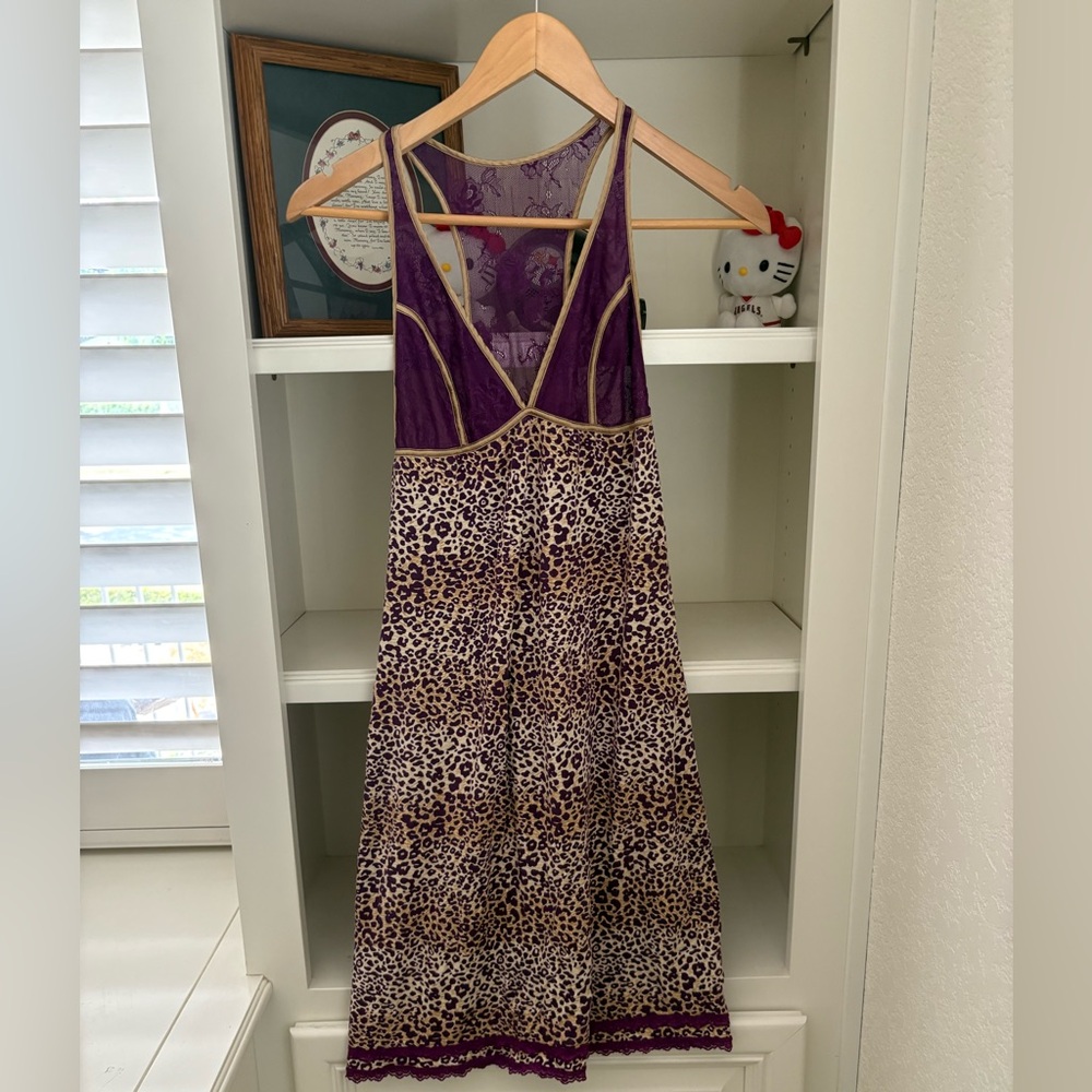Free People Intimately Purple Leopard print racerback chemise size M
